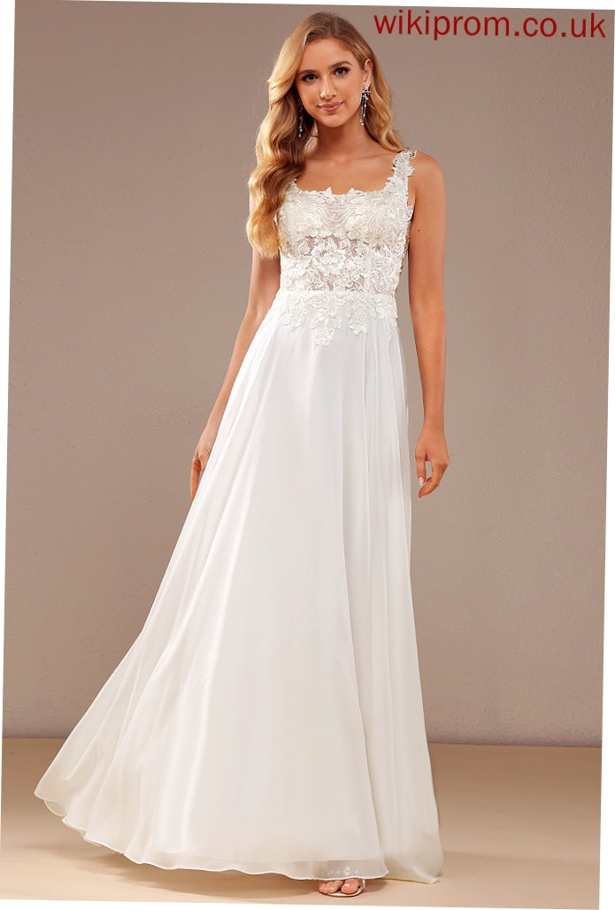 Dress Luciana Sequins With Wedding Dresses Square Wedding A-Line Floor-Length Chiffon Lace