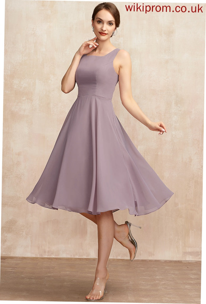 Dress Chiffon Cocktail Dresses Cocktail Square Regina Neckline A-Line Knee-Length