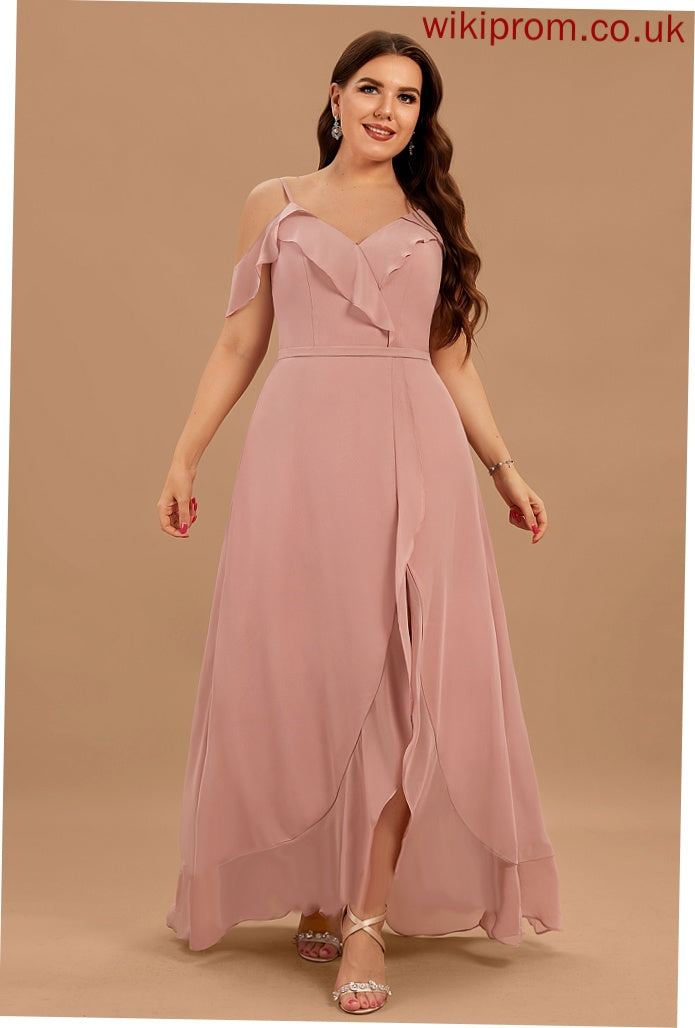 Cocktail Gina Chiffon With Cascading Asymmetrical Dress Cocktail Dresses V-neck Ruffles A-Line