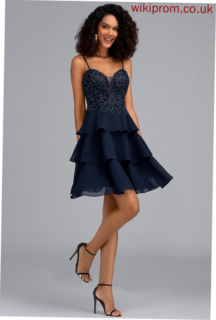 Homecoming Dresses Jazlynn Beading Sweetheart Dress A-Line Chiffon Homecoming With Lace Sequins Short/Mini