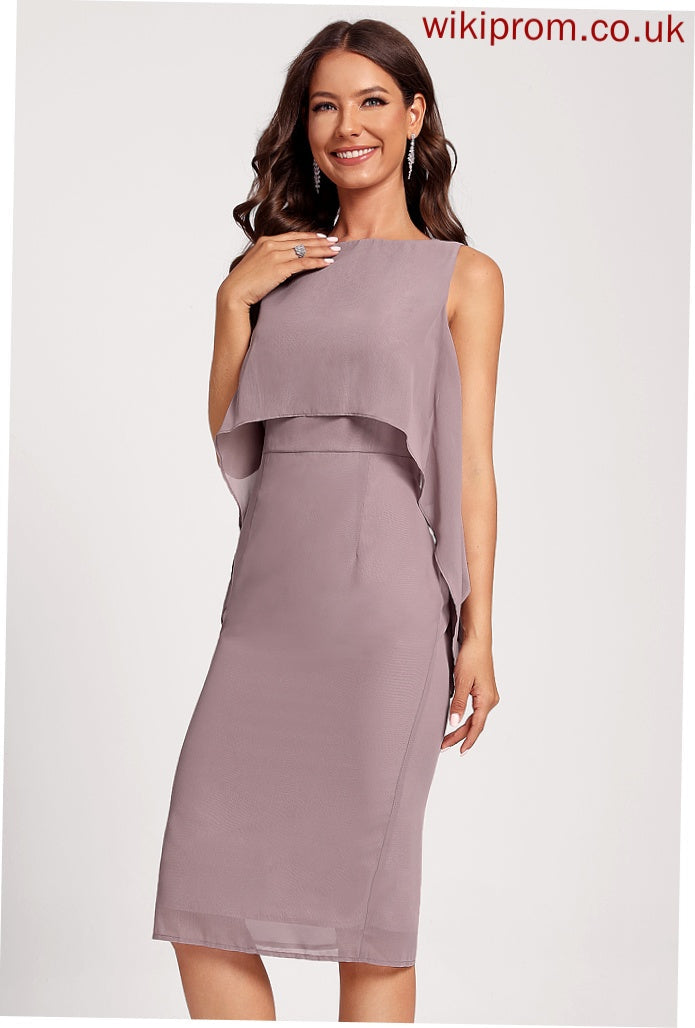 Bridget Club Dresses Dress Chiffon Scoop Sheath/Column Knee-Length Neck Cocktail