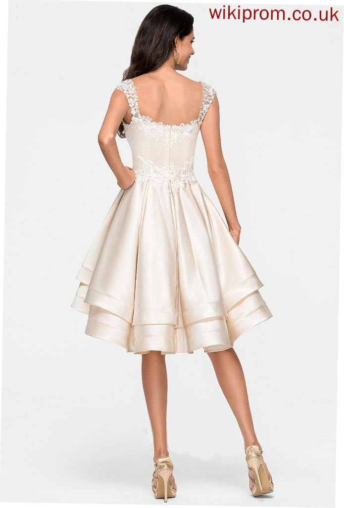 With Beading Ruffles Lace Sweetheart Dress Brittany Asymmetrical Satin Homecoming Dresses Cascading A-Line Homecoming