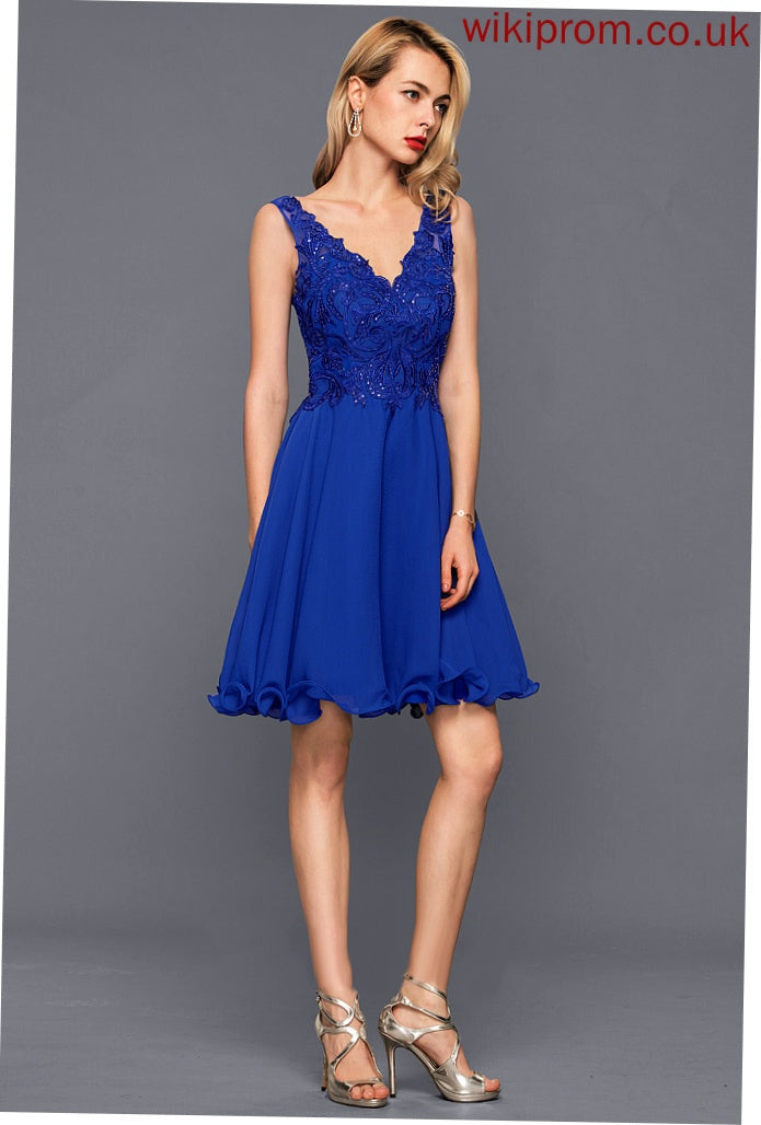 A-Line Dress Homecoming Dresses Lilah Knee-Length Homecoming Chiffon V-neck