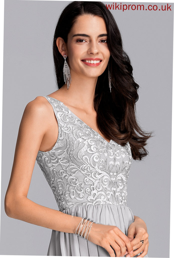 Evie Chiffon Homecoming Dresses Homecoming With Sequins Short/Mini Dress V-neck A-Line Lace