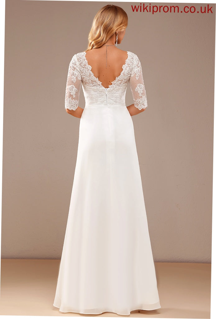 Wedding Lace With Wedding Dresses V-neck Chiffon Dress Ruffle A-Line Haylee Asymmetrical