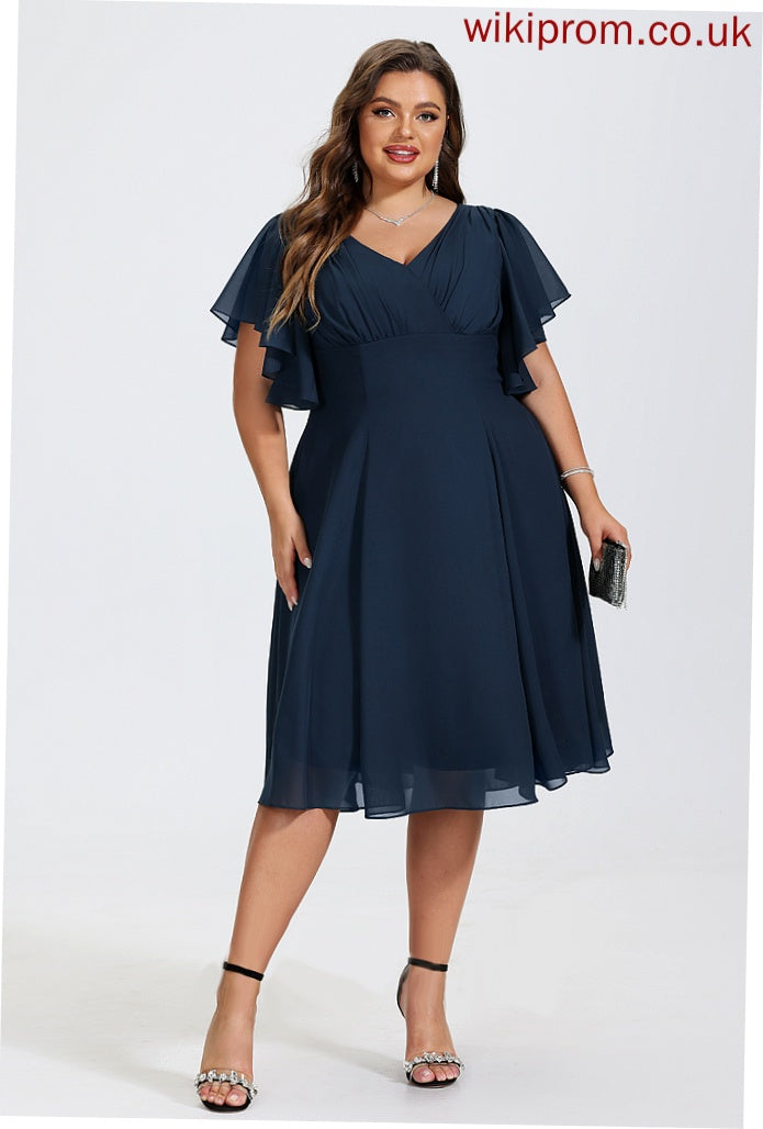 Chiffon A-Line Knee-Length Dress Cocktail Dresses Cocktail Angie V-neck