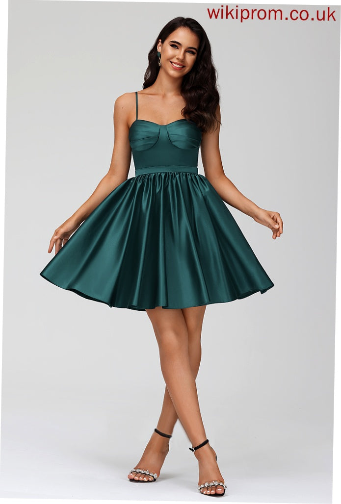 Satin With Short/Mini A-Line Ansley Dress Sweetheart Homecoming Dresses Homecoming Pockets