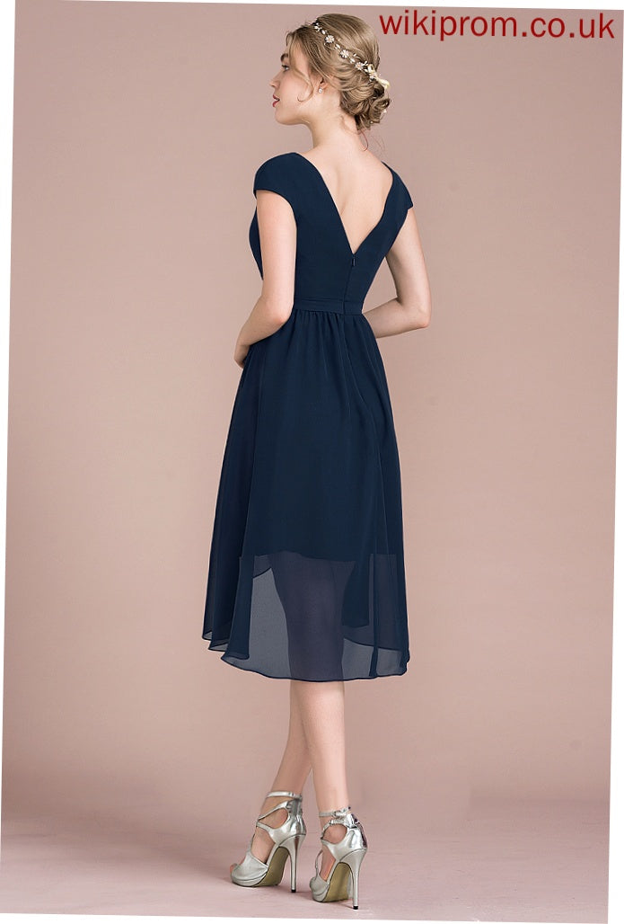 Chiffon Cocktail Dresses V-neck A-Line Lexie Dress Asymmetrical Cocktail