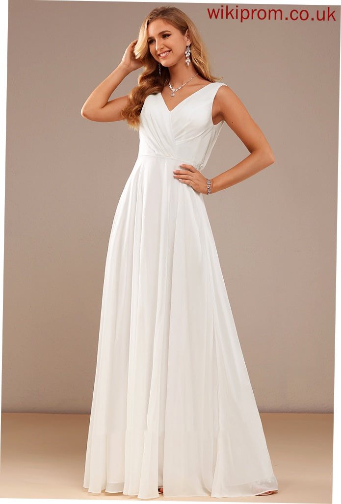 Dress Wedding Wedding Dresses A-Line Chiffon With V-neck Floor-Length Gracelyn Lace