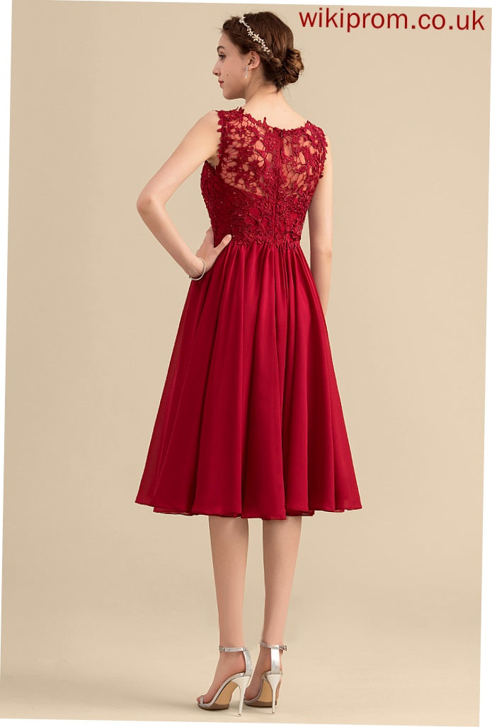 Dress With Beading Lace Lilith Homecoming Dresses Homecoming Neck Scoop Lace Knee-Length A-Line Chiffon