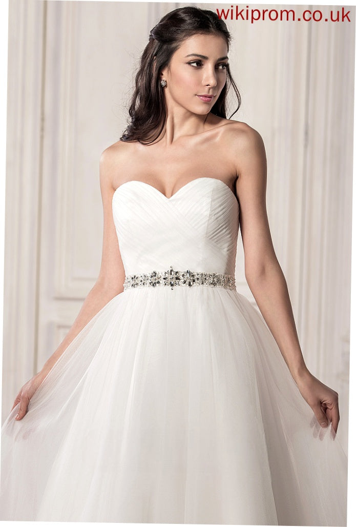 Dress Satin Tulle A-Line Wedding Dresses Beading Catalina With Tea-Length Sequins Wedding Ruffle Sweetheart