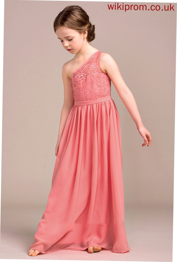 Beatrice Floor-Length Lace A-Line Junior Bridesmaid Dresses Chiffon One-Shoulder