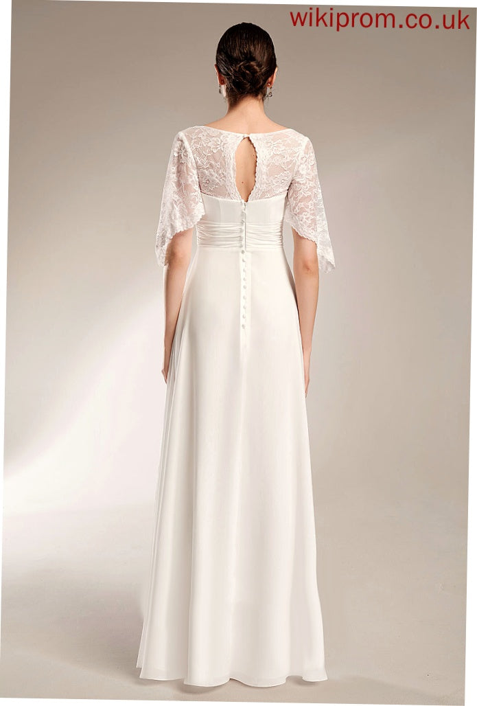 Wedding Chiffon Lace Sheath/Column V-neck With Wedding Dresses Dress Floor-Length Rylee