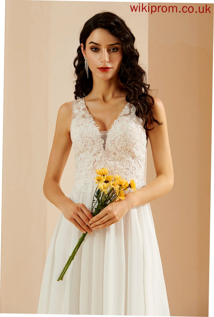 Wedding Dresses Lace A-Line Knee-Length Chiffon Sequins Wedding With V-neck Cornelia Dress