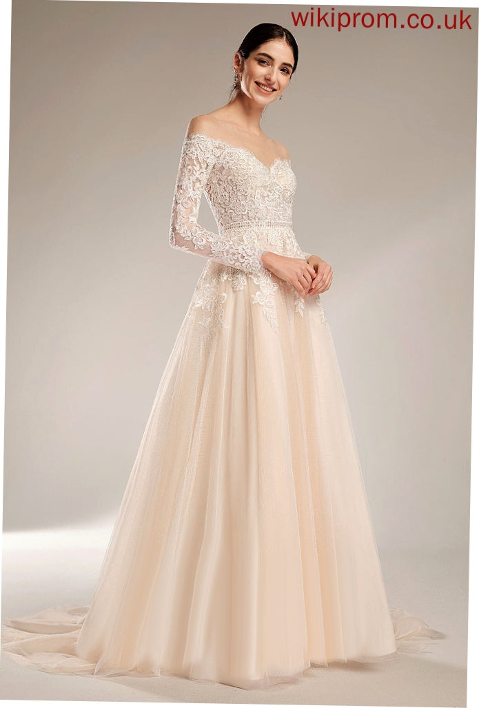 Ida Lace Wedding Wedding Dresses Train Chapel Dress Sequins With Illusion Ball-Gown/Princess Tulle