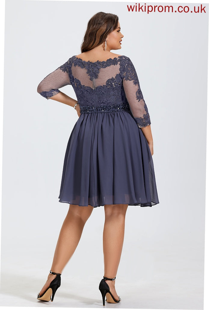 Casey Cocktail Dresses Dress A-Line Chiffon Lace Beading With Scoop Cocktail Knee-Length Neck