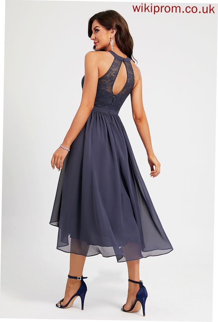 Cocktail Dresses Neck Scoop Asymmetrical Salma A-Line Cocktail Chiffon Dress