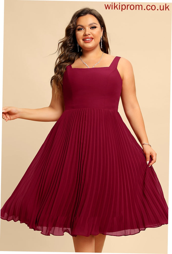 Chiffon Homecoming Pleated Knee-Length Dress Square A-Line With Homecoming Dresses Scarlet Neckline