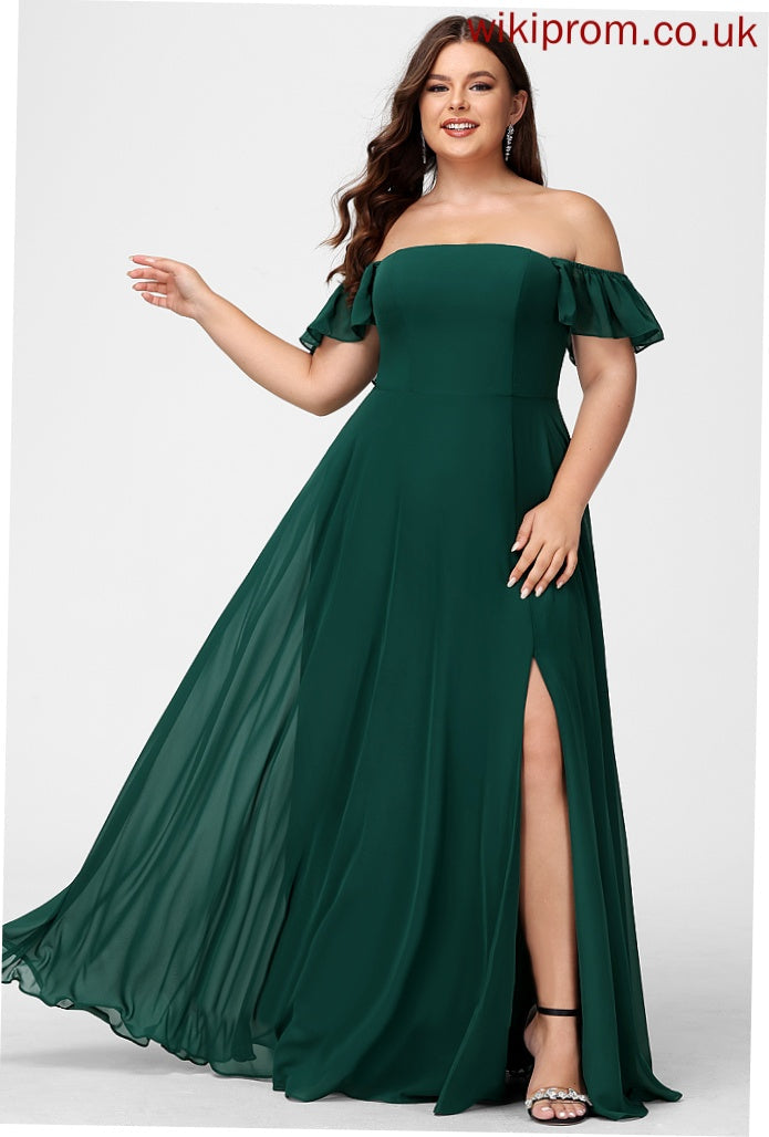 Off-the-Shoulder Silhouette Length Neckline Floor-Length A-Line Embellishment SplitFront Fabric Cailyn Sleeveless Floor Length Bridesmaid Dresses