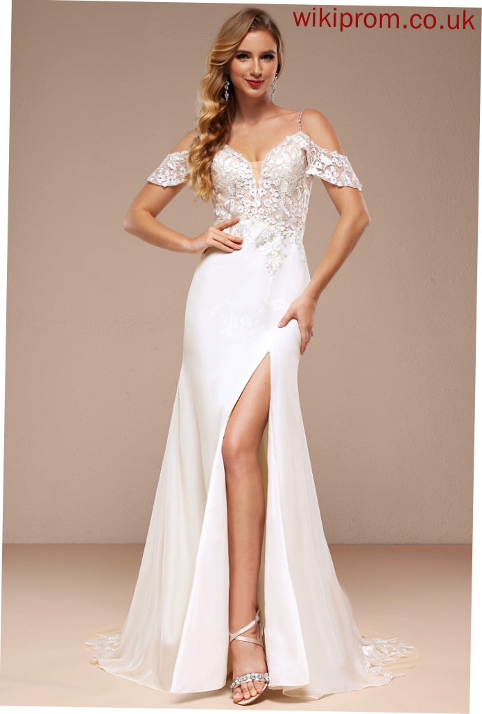 Lace Shoulder With Dress Jazmine Cold Chiffon Trumpet/Mermaid Train Wedding Dresses Wedding Sequins Court