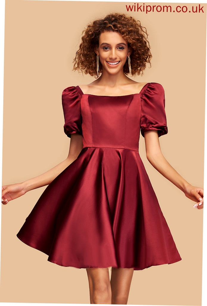 Short/Mini Dress Homecoming Sabrina Homecoming Dresses Neckline Satin Square A-Line