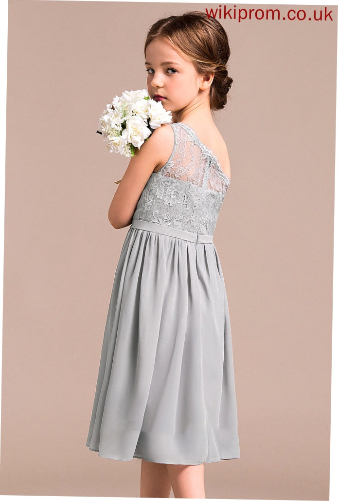 Knee-Length Chiffon Junior Bridesmaid Dresses One-Shoulder A-Line Miley Lace