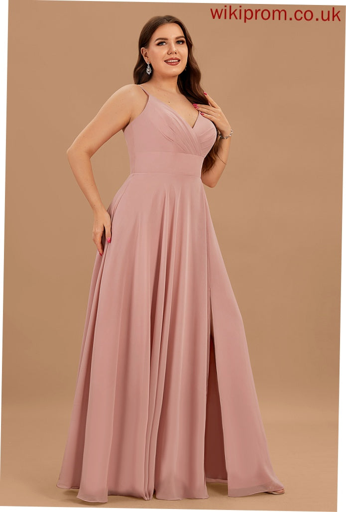 Prom Dresses Chiffon Floor-Length With A-Line V-neck Tara Ruffle