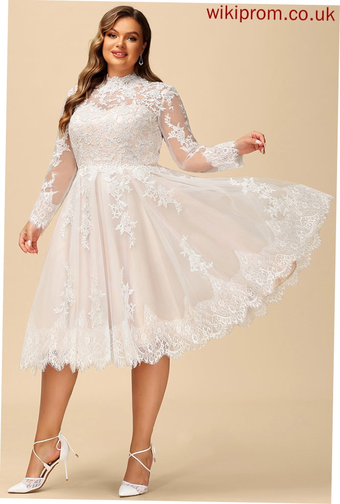 Knee-Length Thea Lace Illusion A-Line Wedding Dresses Tulle Wedding Dress