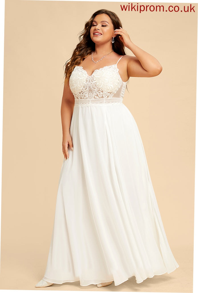 Wedding Dresses Sandra V-neck Dress Lace Floor-Length Wedding Chiffon With Split Front A-Line