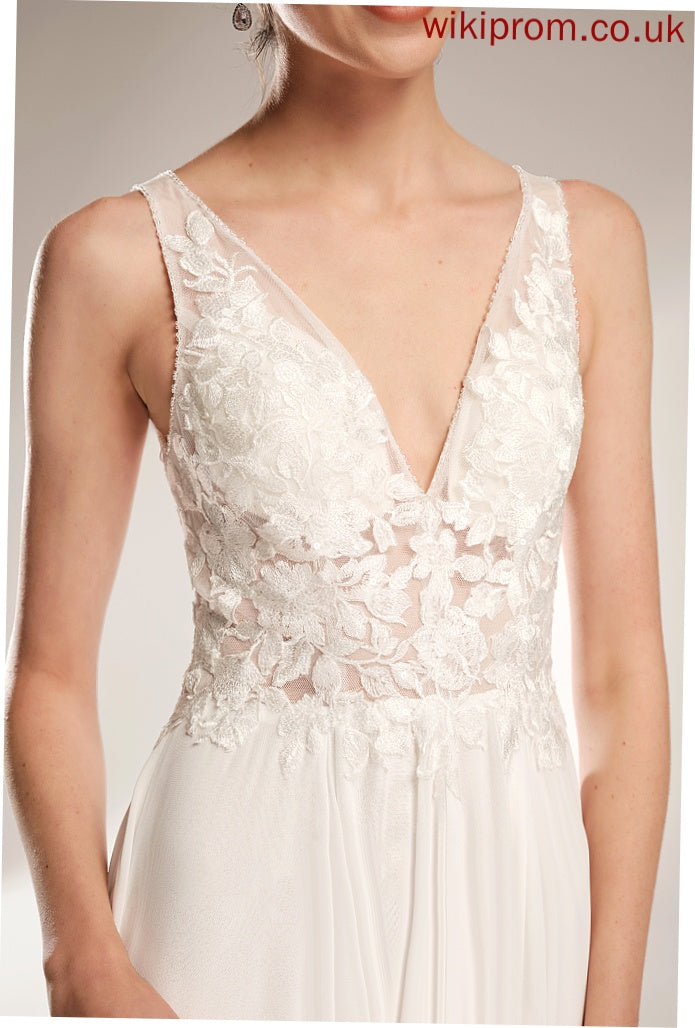 Court V-neck Beading Suzanne Sequins A-Line Lace With Wedding Dress Train Chiffon Wedding Dresses