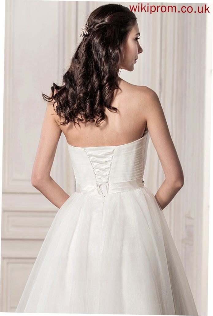 Dress Satin Tulle A-Line Wedding Dresses Beading Catalina With Tea-Length Sequins Wedding Ruffle Sweetheart