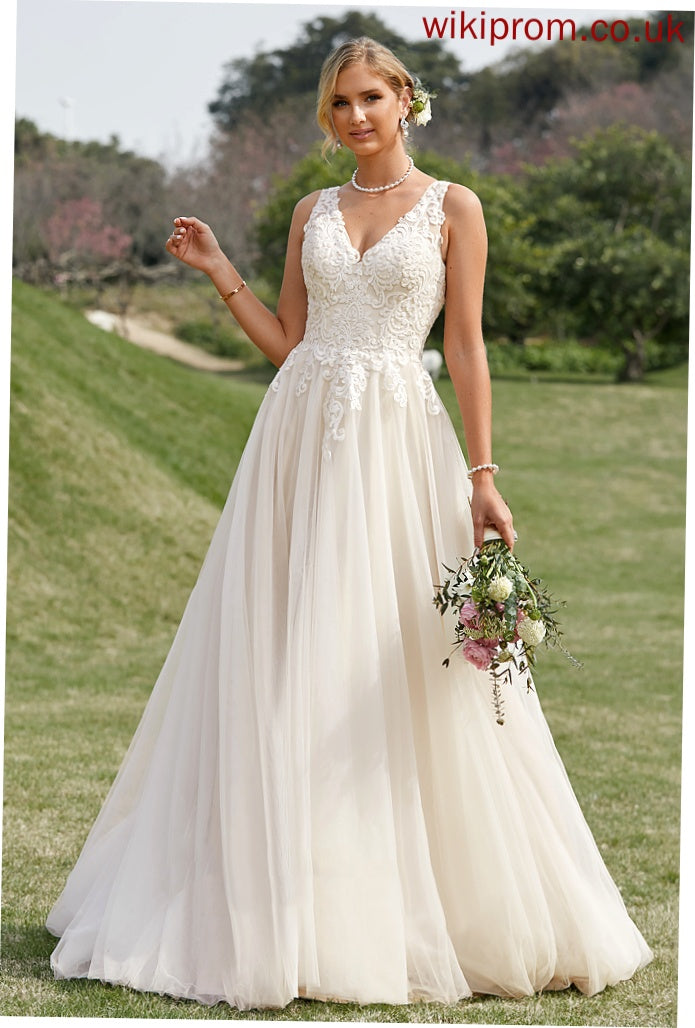 Tulle Train Dress Wedding Dresses Sloane Wedding Ball-Gown/Princess Lace V-neck Court