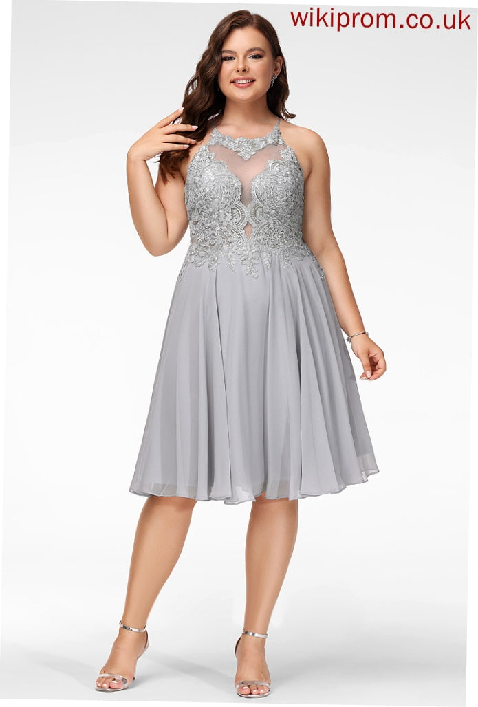 Jaslene Prom Dresses A-Line Lace Scoop With Knee-Length Sequins Chiffon