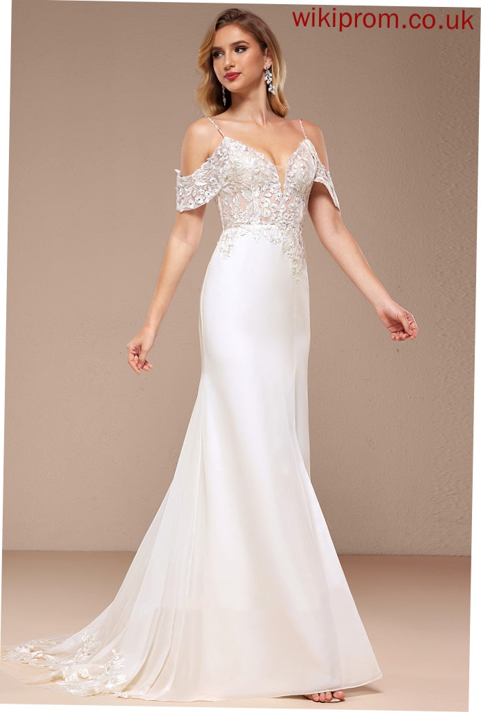 Lace Shoulder With Dress Jazmine Cold Chiffon Trumpet/Mermaid Train Wedding Dresses Wedding Sequins Court