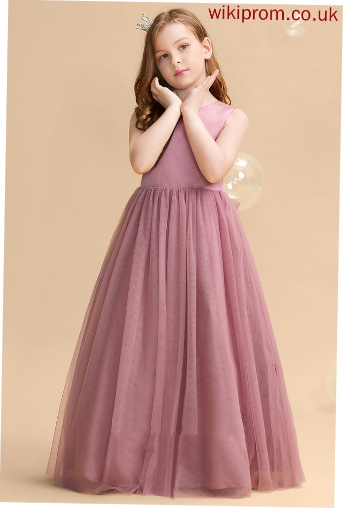 Sleeveless Dress Flower Flower Girl Dresses Scoop Hole - With Bow(s)/Back Alexandria Tulle Floor-length Girl Neck Ball-Gown/Princess