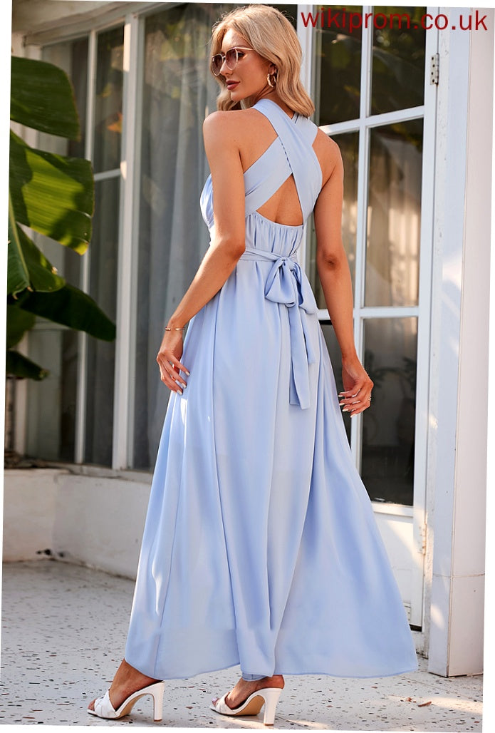 Length Silhouette Fabric A-Line Halter Ankle-Length Neckline Straps Louise Floor Length Natural Waist Sleeveless Bridesmaid Dresses