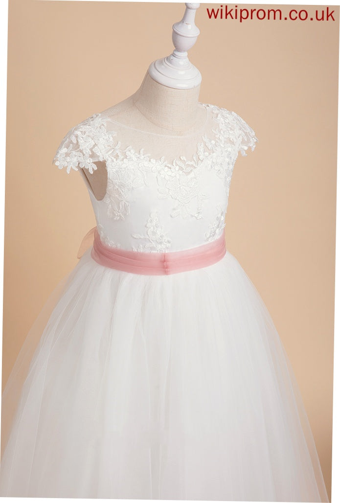 Sleeveless Floor-length Ball-Gown/Princess Scoop Girl Neck With Lace Flower Girl Dresses Flower Dress Kendall Lace/Sash -