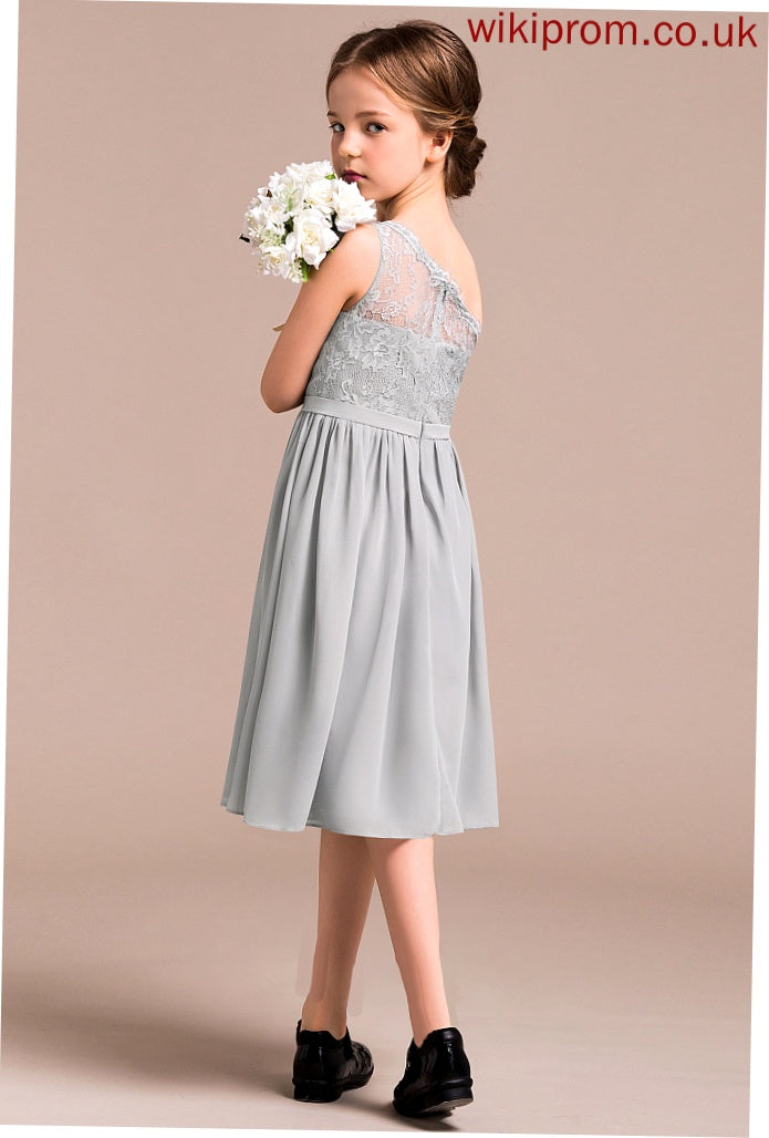 Knee-Length Chiffon Junior Bridesmaid Dresses One-Shoulder A-Line Miley Lace