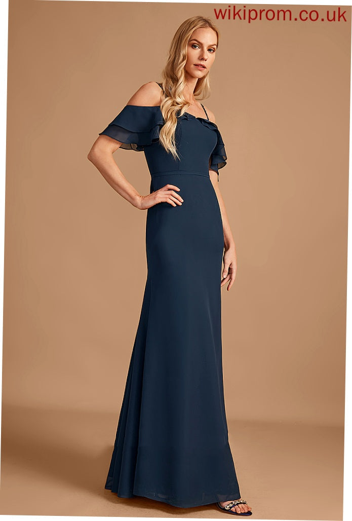 Neckline Off-the-Shoulder Fabric Floor-Length Length Sheath/Column Beading Silhouette Embellishment Ruffle Gillian A-Line/Princess Bridesmaid Dresses