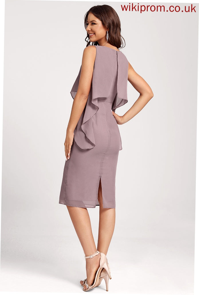 Bridget Club Dresses Dress Chiffon Scoop Sheath/Column Knee-Length Neck Cocktail