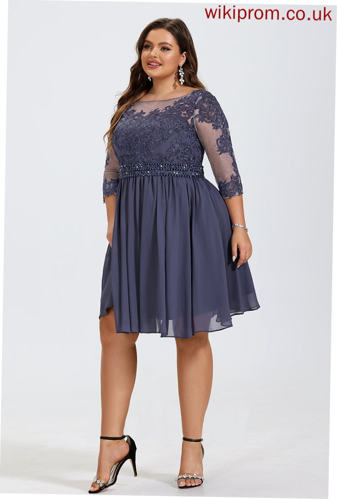 Casey Cocktail Dresses Dress A-Line Chiffon Lace Beading With Scoop Cocktail Knee-Length Neck