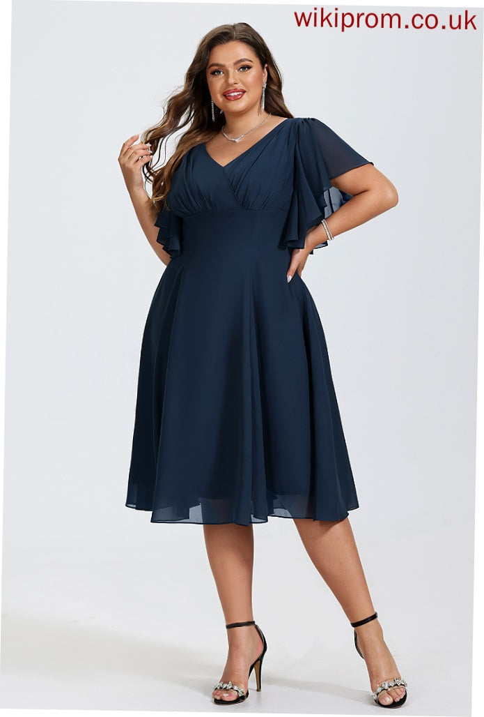 Chiffon A-Line Knee-Length Dress Cocktail Dresses Cocktail Angie V-neck