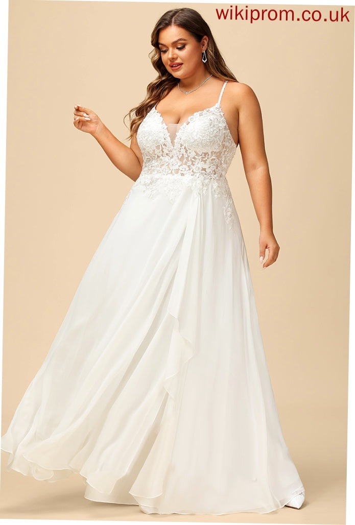 Lace A-Line V-neck Raegan Chiffon Wedding Dresses With Floor-Length Sequins Dress Wedding