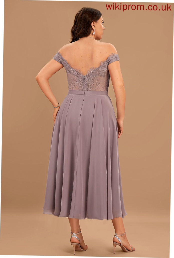 Dress Tea-Length A-Line Homecoming Chiffon Off-the-Shoulder Beading Sal With Homecoming Dresses Lace