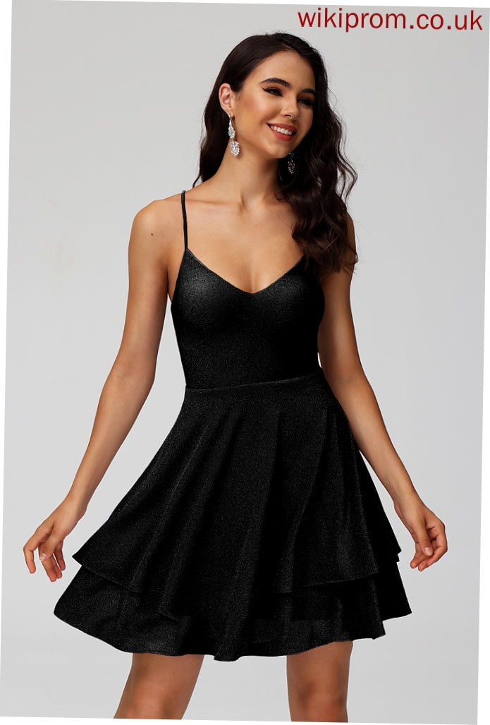 Sequins V-neck Homecoming Dress A-Line Salma With Short/Mini Homecoming Dresses Jersey