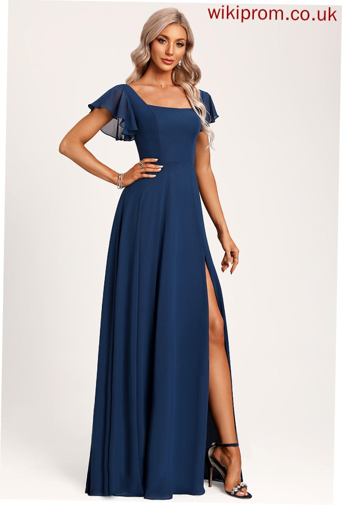 Embellishment Fabric Floor-Length A-Line Length Ruffle Square Neckline Silhouette Michaela Bridesmaid Dresses