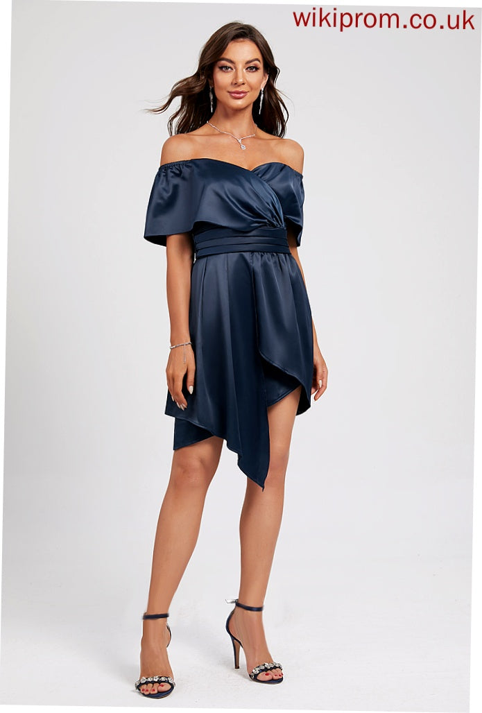 Sheath/Column With Dress Off-the-Shoulder Homecoming Pleated Casey Homecoming Dresses Asymmetrical