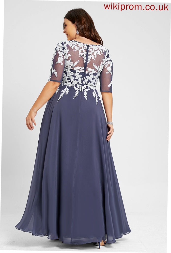 Cameron Floor-Length Prom Dresses Chiffon Lace A-Line V-neck