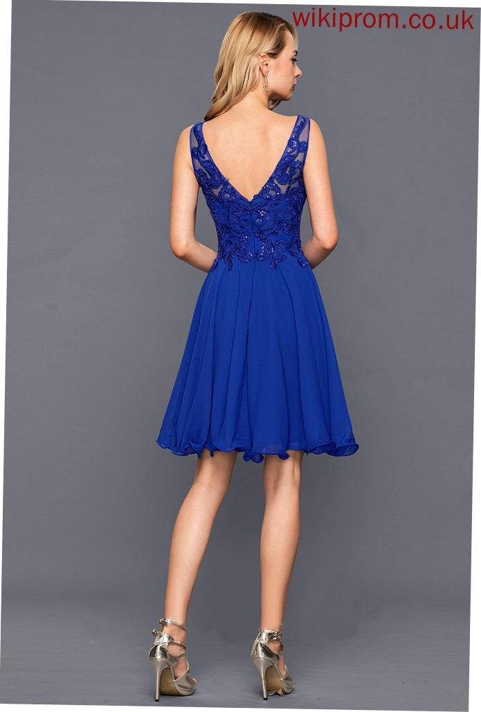 A-Line Dress Homecoming Dresses Lilah Knee-Length Homecoming Chiffon V-neck