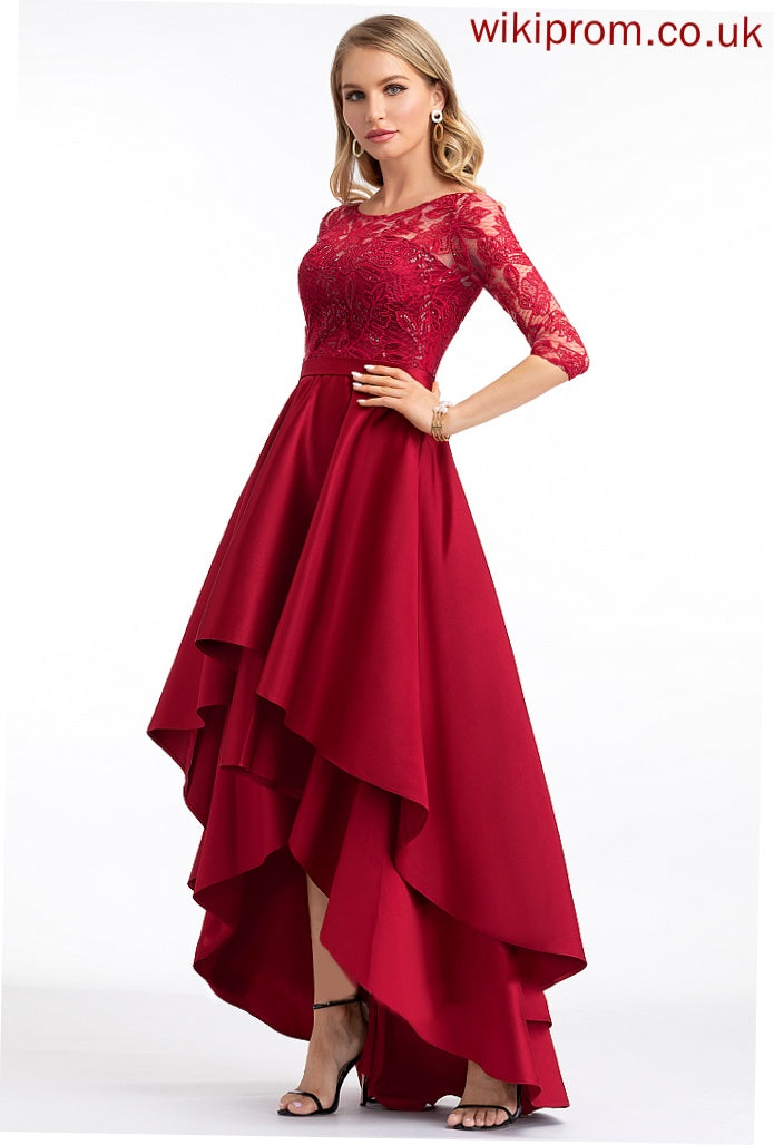 A-line Formal Dresses Dresses Round Neck Satin Gloria